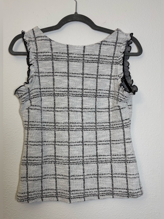 Banana Republic Tops - Banana Republic Black & White Windowpane Ruffle-Trim Midi Dress